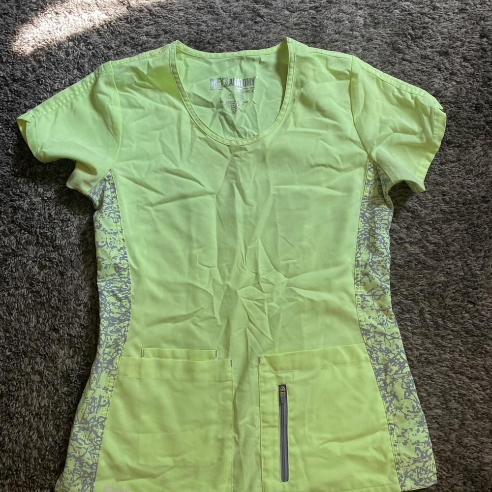 Grey's Anatomy Lime Green Scrub Top and black pants